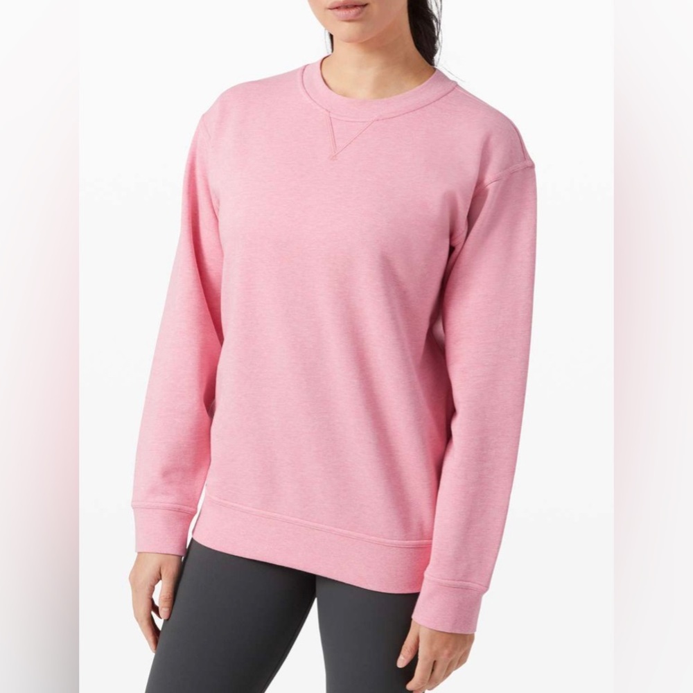 LULULEMON all yours crew *terry cotton* heathered azalea pink size 2-4